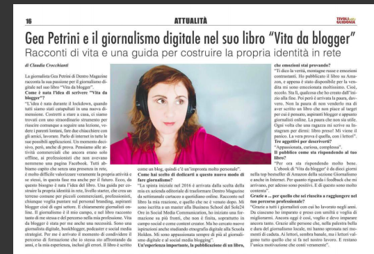 Gea Petrini intervistata su Tivoli Guidonia City per Vita da blogger